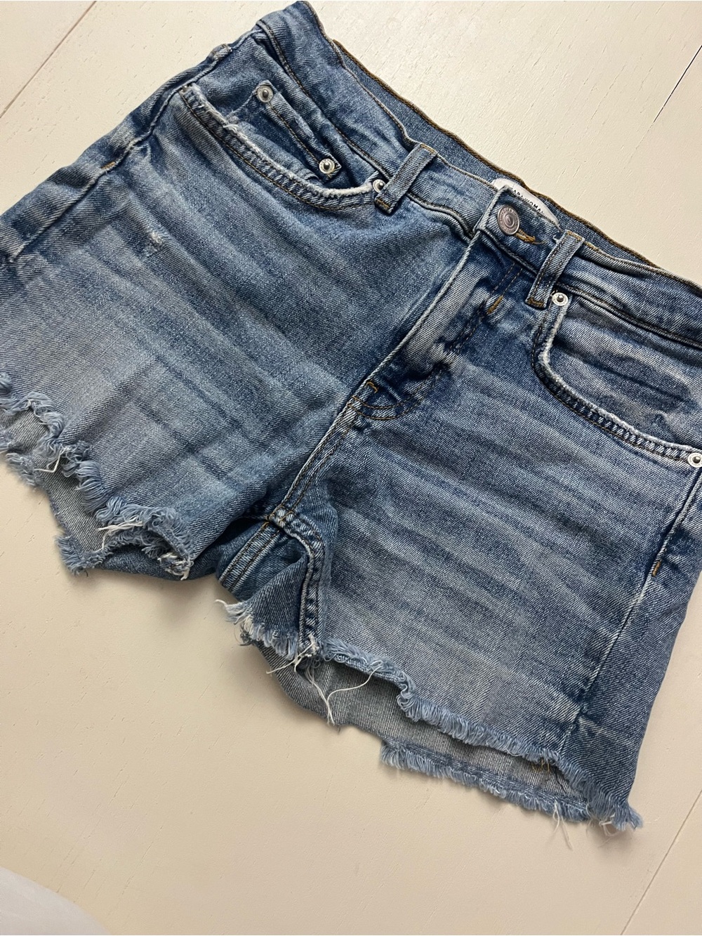 Zara Woman Premium Denim Collection High-Rise Cutoff Shorts